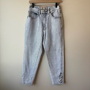 1980s Vintage Acid Wash Jordache Woman’s Jeans With Ankle Ties | Size 13/14